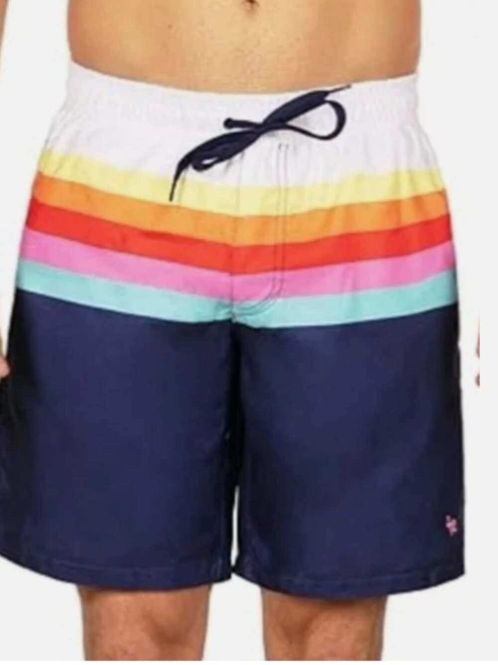 Tipsy Elves Santa Fe Rainbow Stripe Summer Men’s Trunks Swim Shorts LARGE NWT